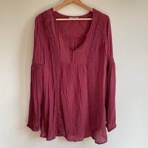 Arizona Maroon Long Sleeve Boho Blouse